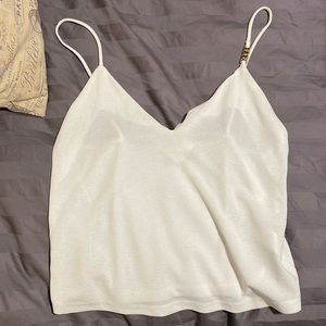 Zara White Spaghetti Strap Polyester Top
